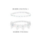 Maxbell 2x Wedding Garters Stretch with Rhinestones Leg Rings for Girls Women Bride White