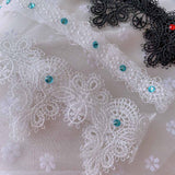 Maxbell 2x Wedding Garters Stretch with Rhinestones Leg Rings for Girls Women Bride White