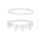 Maxbell 2x Wedding Garters Stretch with Rhinestones Leg Rings for Girls Women Bride White