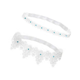 Maxbell 2x Wedding Garters Stretch with Rhinestones Leg Rings for Girls Women Bride White
