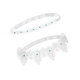 Maxbell 2x Wedding Garters Stretch with Rhinestones Leg Rings for Girls Women Bride White