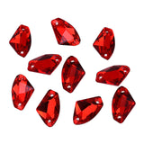 Maxbell 10Pcs Sew On Rhinestones Embellishments Buttons for Earrings Jewelry Making Red