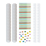 Maxbell 50 Pieces White Easter Eggs Decorating Set with Ribbon Paintable for Holiday White with Stickers