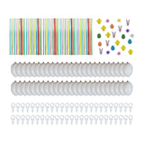 Maxbell 50 Pieces White Easter Eggs Decorating Set with Ribbon Paintable for Holiday White with Stickers