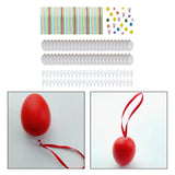 Maxbell 50 Pieces White Easter Eggs Decorating Set with Ribbon Paintable for Holiday White with Stickers