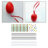 Maxbell 50 Pieces White Easter Eggs Decorating Set with Ribbon Paintable for Holiday White with Stickers
