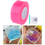 Maxbell Double Sided Tape Reusable Bubble Balloons Blowing Tape for Pinch Toy Making Pink 500cmx3cm