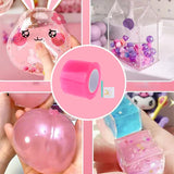 Maxbell Double Sided Tape Reusable Bubble Balloons Blowing Tape for Pinch Toy Making Pink 100cmx5cm