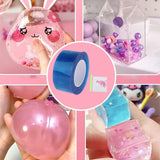 Maxbell Double Sided Tape Reusable Bubble Balloons Blowing Tape for Pinch Toy Making Blue 300cmx3cm
