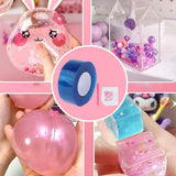 Maxbell Double Sided Tape Reusable Bubble Balloons Blowing Tape for Pinch Toy Making Blue 500cmx3cm