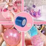 Maxbell Double Sided Tape Reusable Bubble Balloons Blowing Tape for Pinch Toy Making Blue 300cmx5cm