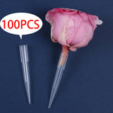 Maxbell 100 Pieces Flower Picks Flower Holder Tube Clear Fixed Spikes for DIY Craft L