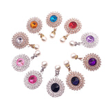 Maxbell 10x Round Rhinestone Pendants Sewing Embellishments Brooch for DIY Bags