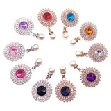 Maxbell 10x Round Rhinestone Pendants Sewing Embellishments Brooch for DIY Bags