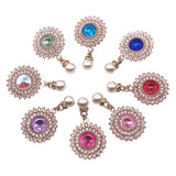 Maxbell 10x Round Rhinestone Pendants Sewing Embellishments Brooch for DIY Bags