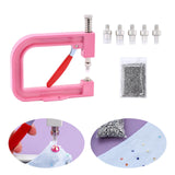 Maxbell Hand Press Pearl Setting Machine Beads Punching Machine for Hat Clothes Pink