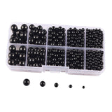 Maxbell Artificial Pearl Beads No Hole 4/5/6/8/10mm for Hats Table Scatter Clothes Black