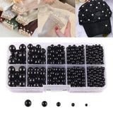 Maxbell Artificial Pearl Beads No Hole 4/5/6/8/10mm for Hats Table Scatter Clothes Black