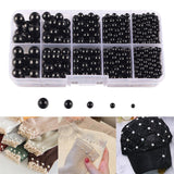 Maxbell Artificial Pearl Beads No Hole 4/5/6/8/10mm for Hats Table Scatter Clothes Black