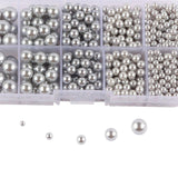 Maxbell Artificial Pearl Beads No Hole 4/5/6/8/10mm for Hats Table Scatter Clothes Gray