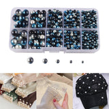 Maxbell Artificial Pearl Beads No Hole 4/5/6/8/10mm for Hats Table Scatter Clothes Blue Black