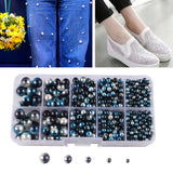 Maxbell Artificial Pearl Beads No Hole 4/5/6/8/10mm for Hats Table Scatter Clothes Blue Black