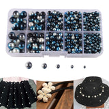 Maxbell Artificial Pearl Beads No Hole 4/5/6/8/10mm for Hats Table Scatter Clothes Blue Black