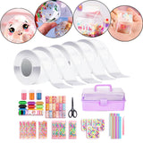 Maxbell Blow Bubbles Double Sided Tape Waterproof Tapes Strips Transparent Tape 5cm with Storage Box 5PCS Clear