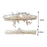 Maxbell 2 Pieces Bridal Garter Wedding Garter Flower Pattern for Birthday Banquet Beige