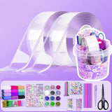 Maxbell Blow Bubbles Double Sided Tape for Kids Classroom DIY Craft Handmade Ball 2PCS Storage Bucket Clear