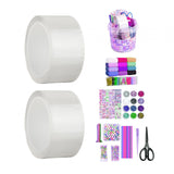 Maxbell Blow Bubbles Double Sided Tape for Kids Classroom DIY Craft Handmade Ball 2PCS Storage Bucket Clear