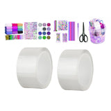 Maxbell Blow Bubbles Double Sided Tape for Kids Classroom DIY Craft Handmade Ball 2PCS Storage Bucket Clear