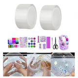 Maxbell Blow Bubbles Double Sided Tape for Kids Classroom DIY Craft Handmade Ball 2PCS Storage Bucket Clear