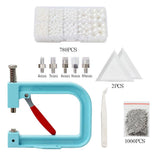 Maxbell Pearl Setting Machine Tools Set Pearl Rivet Buttons Hand Press Machine Tools Blue and White
