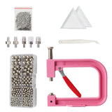 Maxbell Pearl Setting Machine Tools Set Pearl Rivet Buttons Hand Press Machine Tools Pink and Argent