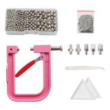 Maxbell Pearl Setting Machine Tools Set Pearl Rivet Buttons Hand Press Machine Tools Pink and Argent