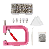 Maxbell Pearl Setting Machine Tools Set Pearl Rivet Buttons Hand Press Machine Tools Pink and Argent