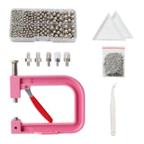 Maxbell Pearl Setting Machine Tools Set Pearl Rivet Buttons Hand Press Machine Tools Pink and Argent