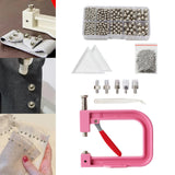 Maxbell Pearl Setting Machine Tools Set Pearl Rivet Buttons Hand Press Machine Tools Pink and Argent
