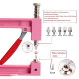 Maxbell Pearl Setting Machine Tools Set Pearl Rivet Buttons Hand Press Machine Tools Pink and Argent