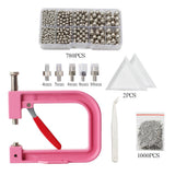 Maxbell Pearl Setting Machine Tools Set Pearl Rivet Buttons Hand Press Machine Tools Pink and Argent