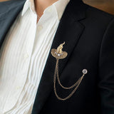 Maxbell Tassel Chain Brooch Men Chic for Stage Performance Anniversary Tie Hat Scarf