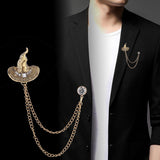Maxbell Tassel Chain Brooch Men Chic for Stage Performance Anniversary Tie Hat Scarf