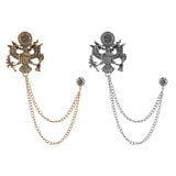 Maxbell Men Tassel Chain Brooch Suit Pin Men Suit Decor for Gift Holiday Celebration Antique Aureate
