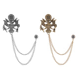 Maxbell Men Tassel Chain Brooch Suit Pin Men Suit Decor for Gift Holiday Celebration Antique Aureate