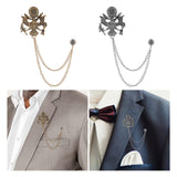 Maxbell Men Tassel Chain Brooch Suit Pin Men Suit Decor for Gift Holiday Celebration Antique Aureate