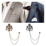 Maxbell Men Tassel Chain Brooch Suit Pin Men Suit Decor for Gift Holiday Celebration Antique Aureate