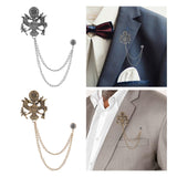 Maxbell Men Tassel Chain Brooch Suit Pin Men Suit Decor for Gift Holiday Celebration Antique Aureate