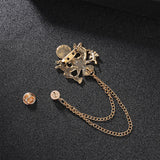 Maxbell Men Tassel Chain Brooch Suit Pin Men Suit Decor for Gift Holiday Celebration Antique Aureate