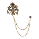 Maxbell Men Tassel Chain Brooch Suit Pin Men Suit Decor for Gift Holiday Celebration Antique Aureate